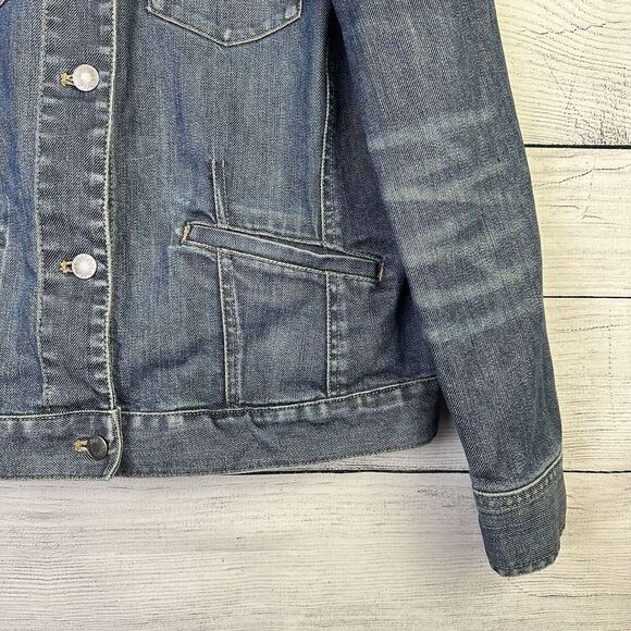 J. Jill Denim Jean Jacket Womens Size Medium Button Down Stretch Blue‎ Med Wash - Picture 3 of 8